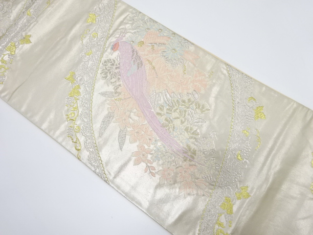 葡萄唐草に花鳥模様織り出し袋帯